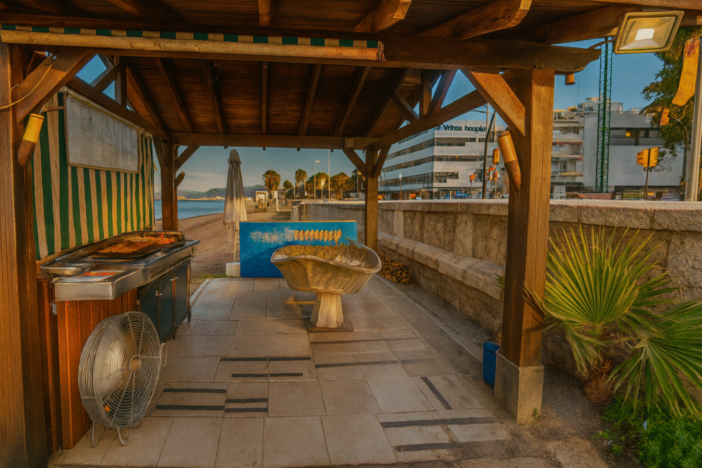 Espeto de sardinas, la mejor opción para comer bien y barato en Málaga en Chiringuito Picasso.